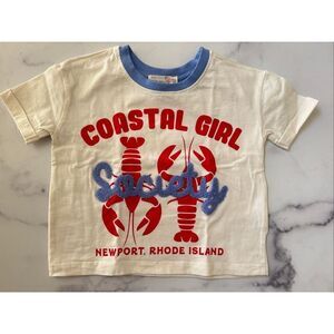 Messy Bun Just Chillin girls size 5 coastal textured lobster t-shirt retro nauti